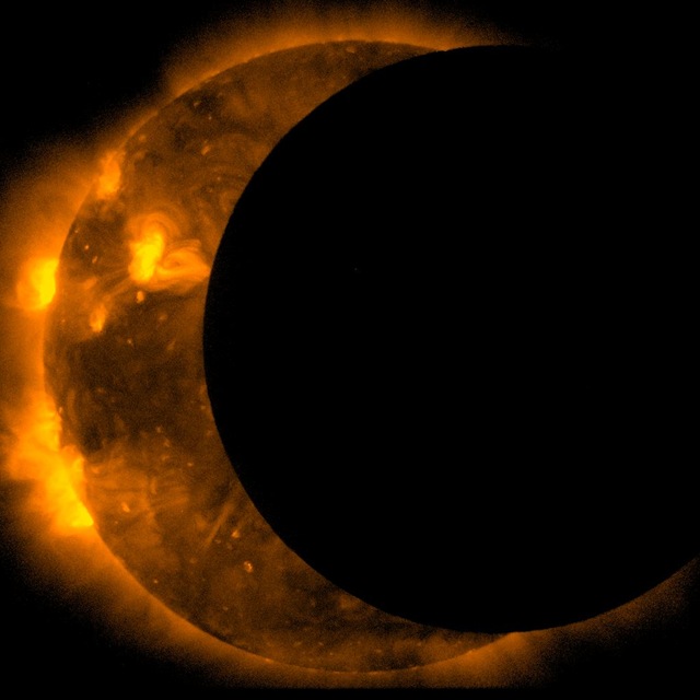 The joint JAXA/NASA Hinode mission captured these images of an annular eclipse of the Sun on May 20, 2012.  During an annular eclipse the moon does not block the entirety of the sun, but leaves a bright ring of light visible at the edges. For the May eclipse, the moon was at the furthest distance from Earth that it ever achieves – meaning that it blocked the smallest possible portion of the sun, and leaves the largest possible bright ring around the outside.  Scientists often use an eclipse to help calibrate the instruments on the telescope by focusing in on the edge of the moon as it crosses the sun and measuring how sharp it appears in the images.Credit: JAXA/NASA/Hinode<b><a href="http://www.nasa.gov/audience/formedia/features/MP_Photo_Guidelines.html" rel="nofollow">NASA image use policy.</a></b>

<b><a href="http://www.nasa.gov/centers/goddard/home/index.html" rel="nofollow">NASA Goddard Space Flight Center</a></b> enables NASA’s mission through four scientific endeavors: Earth Science, Heliophysics, Solar System Exploration, and Astrophysics. Goddard plays a leading role in NASA’s accomplishments by contributing compelling scientific knowledge to advance the Agency’s mission.

<b>Follow us on <a href="http://twitter.com/NASA_GoddardPix" rel="nofollow">Twitter</a></b>

<b>Like us on <a href="http://www.facebook.com/pages/Greenbelt-MD/NASA-Goddard/395013845897?ref=tsd" rel="nofollow">Facebook</a></b>

<b>Find us on <a href="http://instagrid.me/nasagoddard/?vm=grid" rel="nofollow">Instagram</a></b>