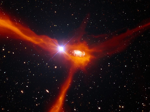 Artist’s impression of a galaxy accreting material from its surroundings