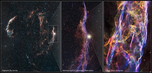 Veil-nebula-dentelles du cygne-Hubble