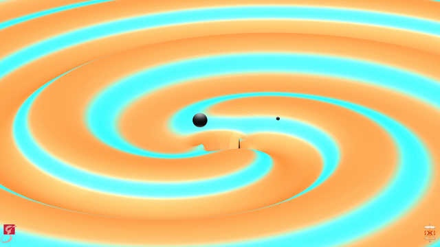 This image depicts two black holes just moments before they collided and merged with each other, releasing energy in the form of gravitational waves. On December 26, 2015, after traveling for 1.4 billion years, the waves reached Earth and set off the twin LIGO detectors. This marks the second time that LIGO has detected gravitational waves, providing further confirmation of Einstein’s general theory of relativity and securing the future of gravitational wave astronomy as a fundamentally new way to observe the universe. The black holes were 14 and 8 times the mass of the sun (L-R), and merged to form a new black hole 21 times the mass of the sun. An additional sun’s worth of mass was transformed and released in the form of gravitational energy.