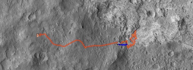 Curiosity-cratère Gale-position au 09072013