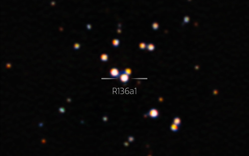 Sharpest Image Ever of R136a1, Largest Known Star (Annotated)