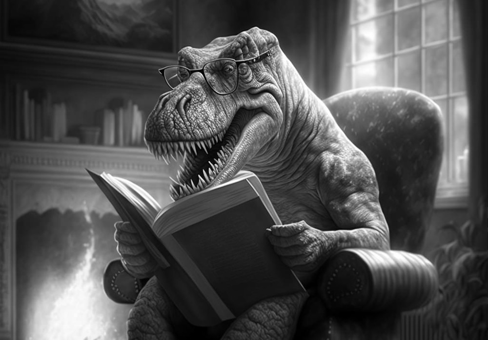 Tyrannosaurus_rex_reading_with_glasses_a_book_of_physic 2 23